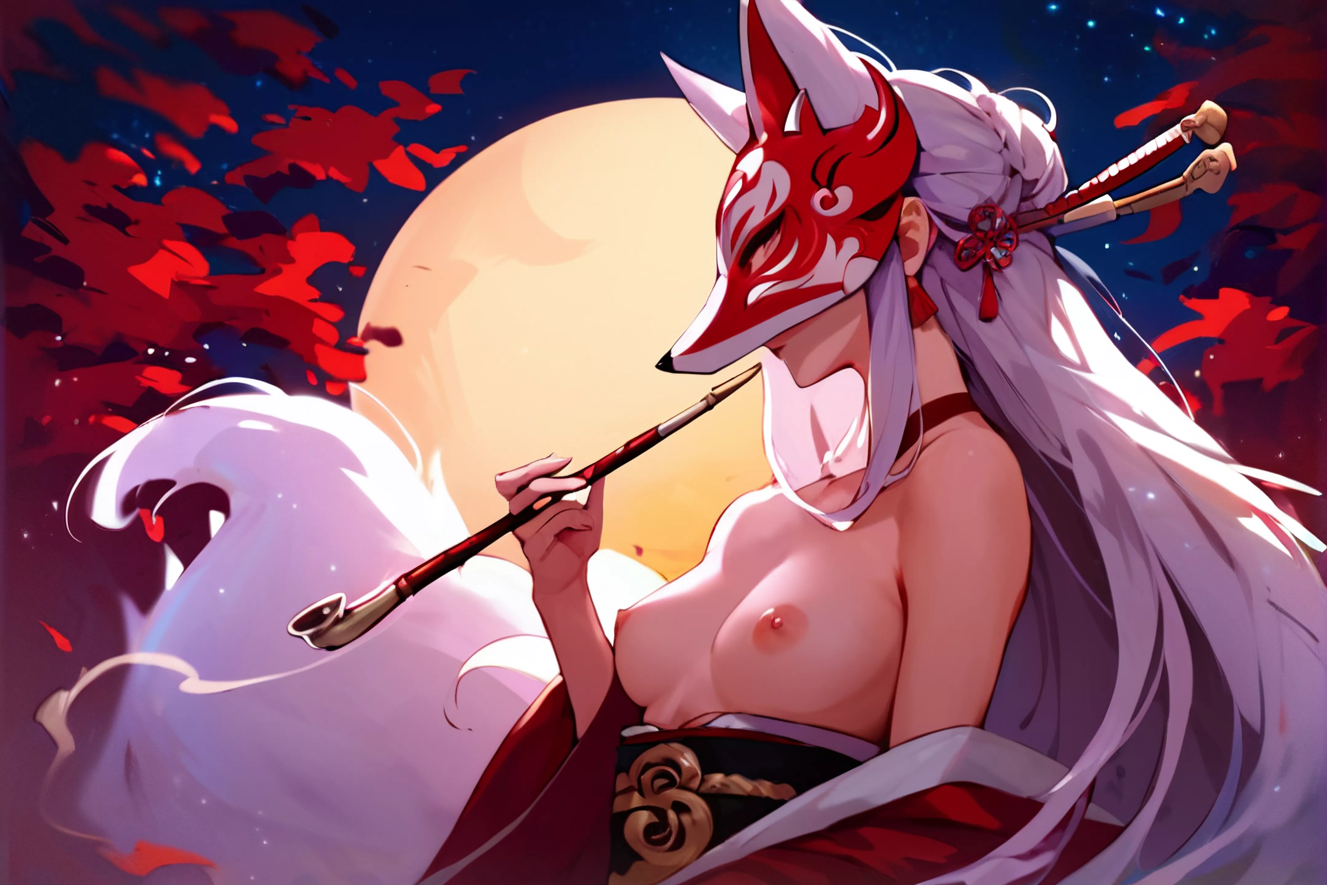Fox girl masked smocking posted by Dionysoxx