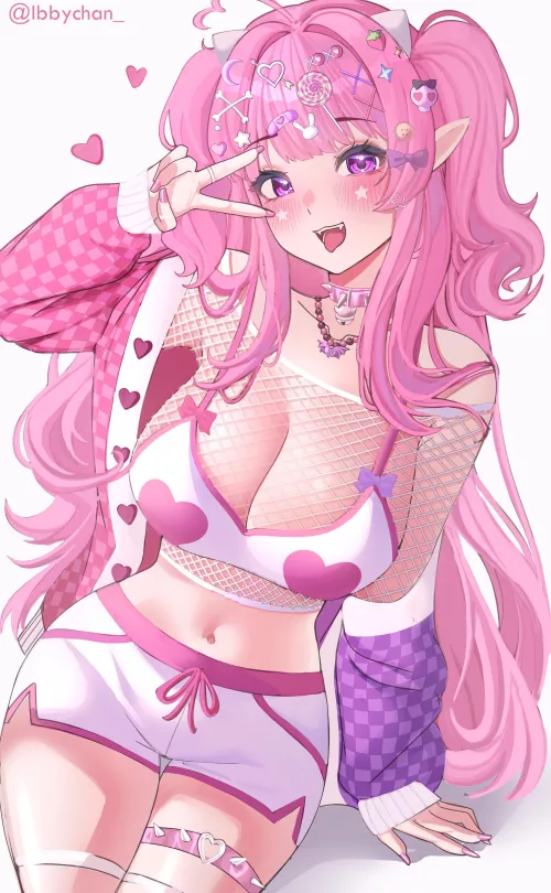 [Ironmouse] Fishnet top mousey (ibbychan) by spamerino111