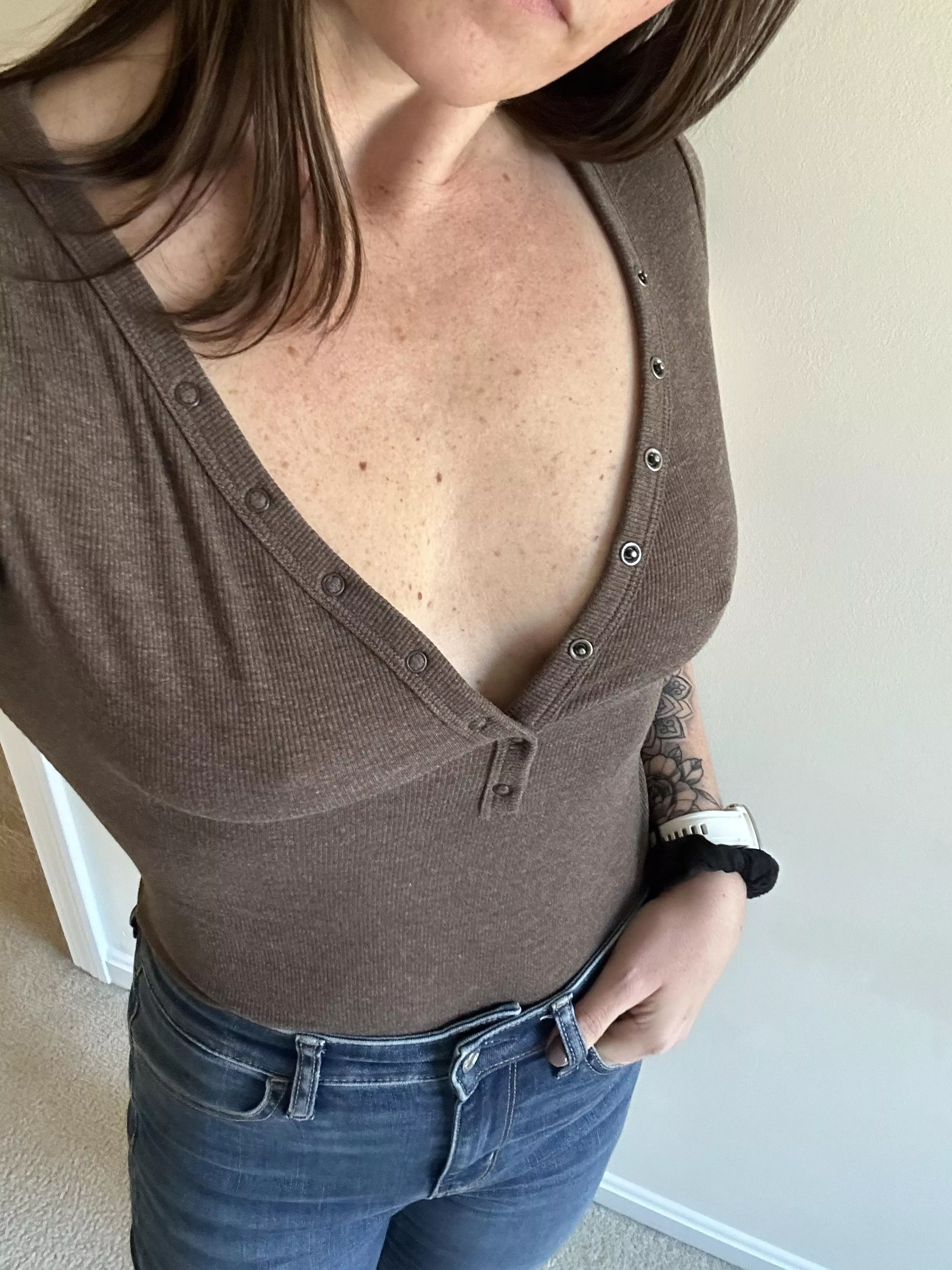 No bra for easy access  posted by His_Secret_Hotwife