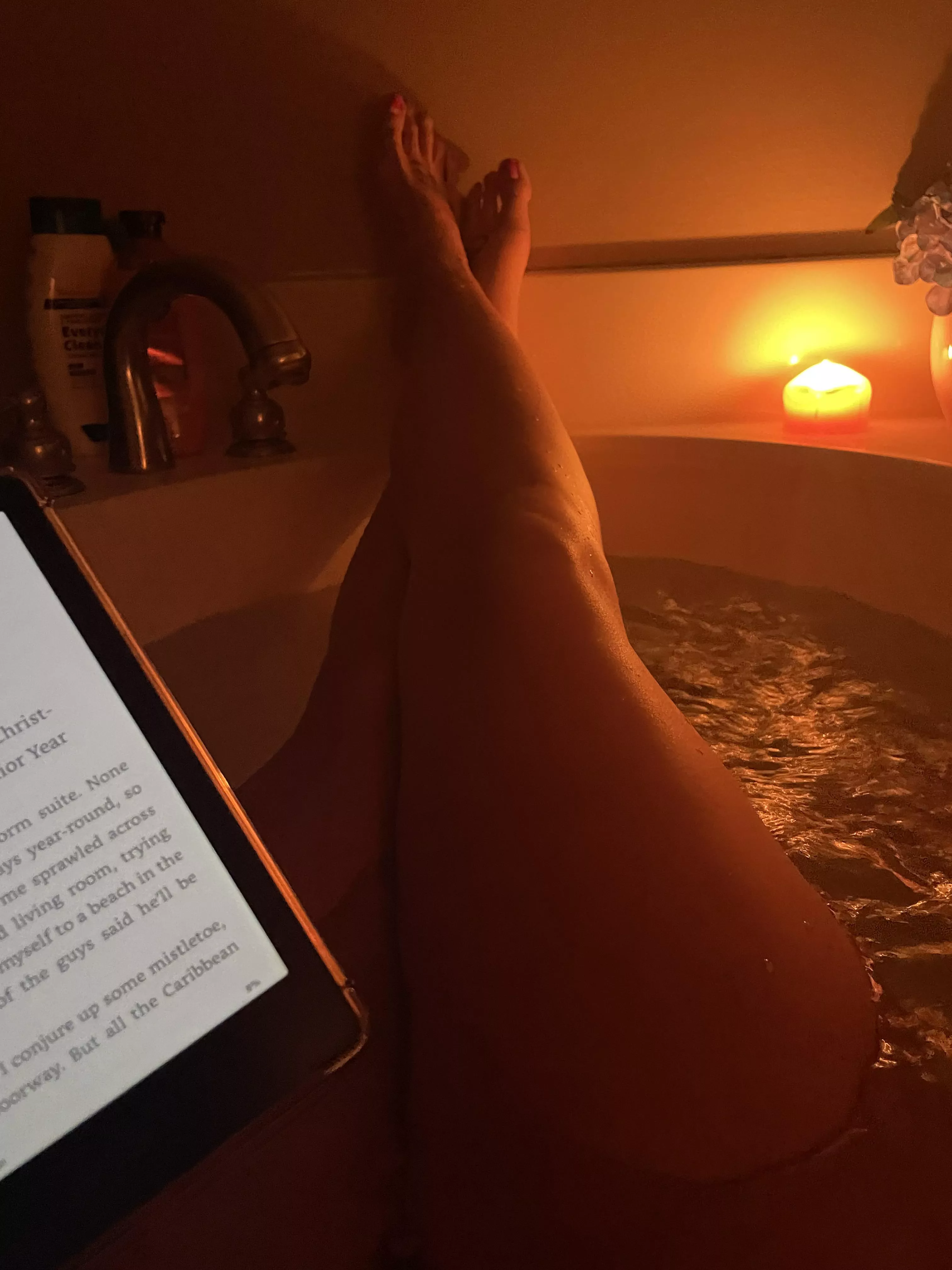 Relaxing night in the bath with my book 📚  posted by TastyCommunication46