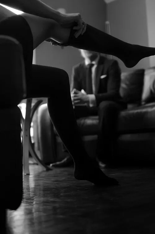 There is a beauty and intimacy in letting him watch me dress and play and I enjoy setting the scene. He's quiet, compliant, attentive and present. by SurfFly