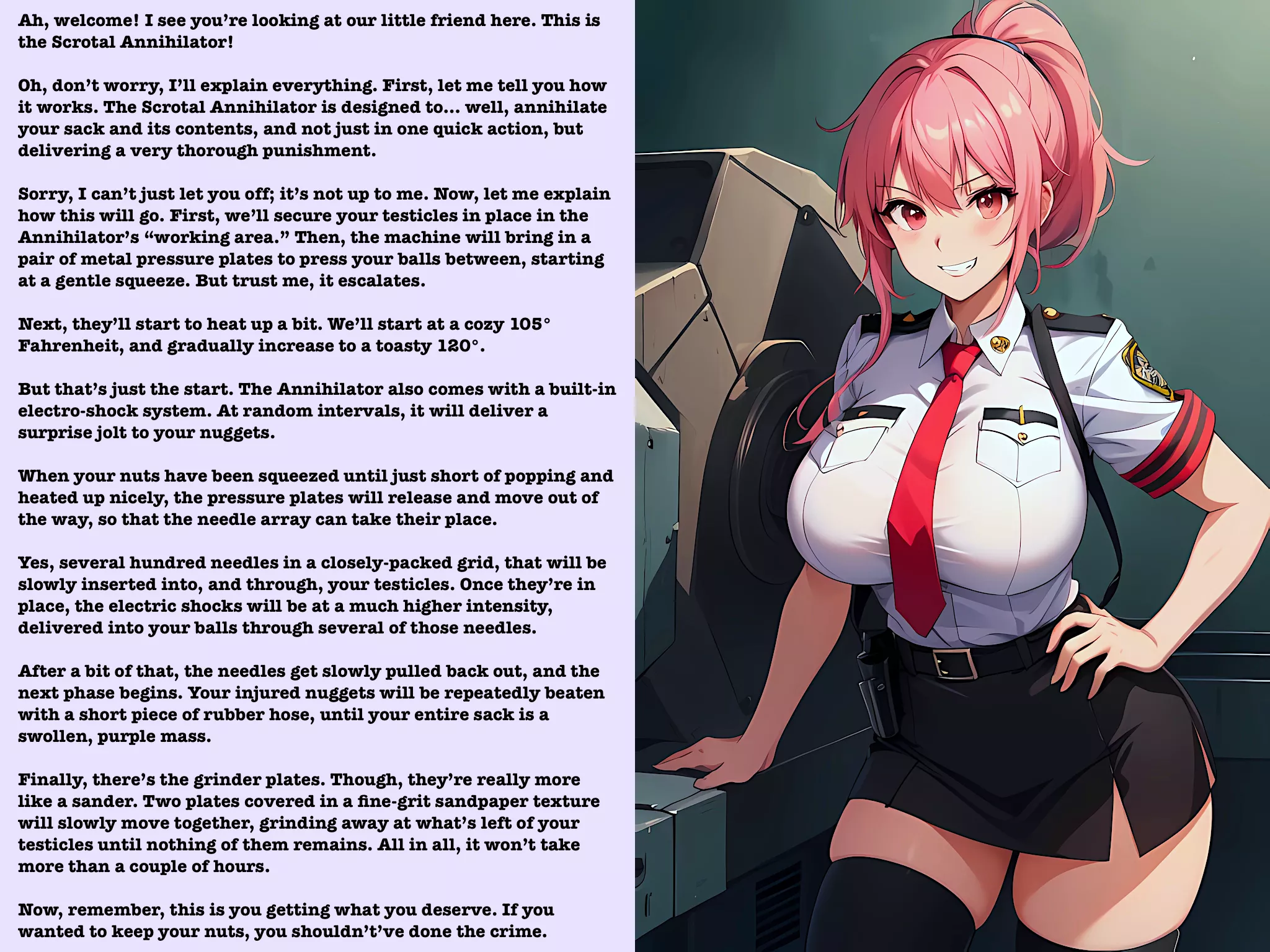 Time to meet the Scrotal Annihilator [AI Image] posted by MasticatrixPenalty