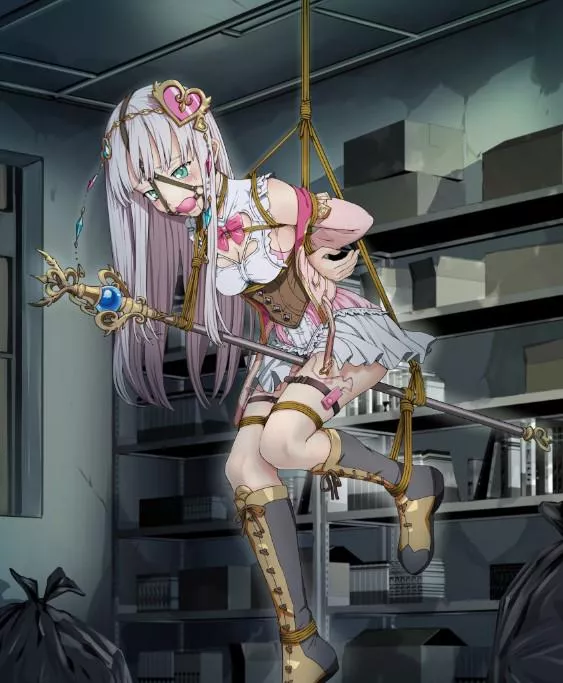 Trapped Elmerulia Frixell dangles in the stockroom posted by coolpiexoxo