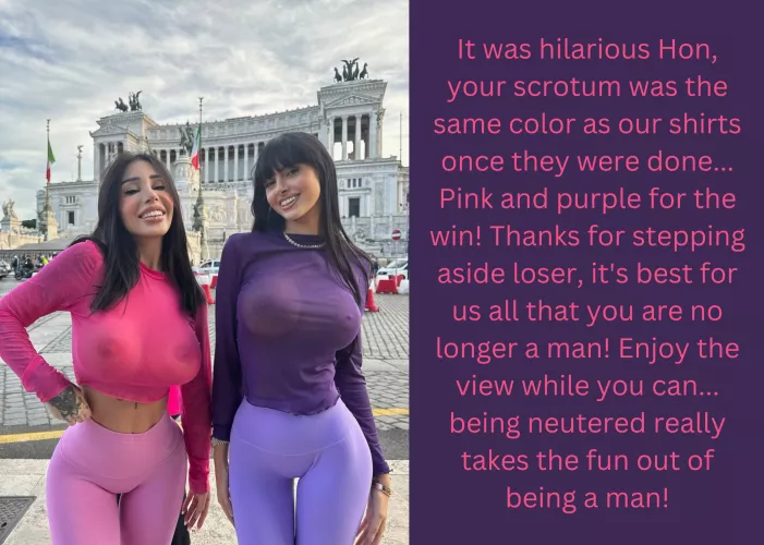 Your scrotum was the same color as their shirts! by Neutermenow