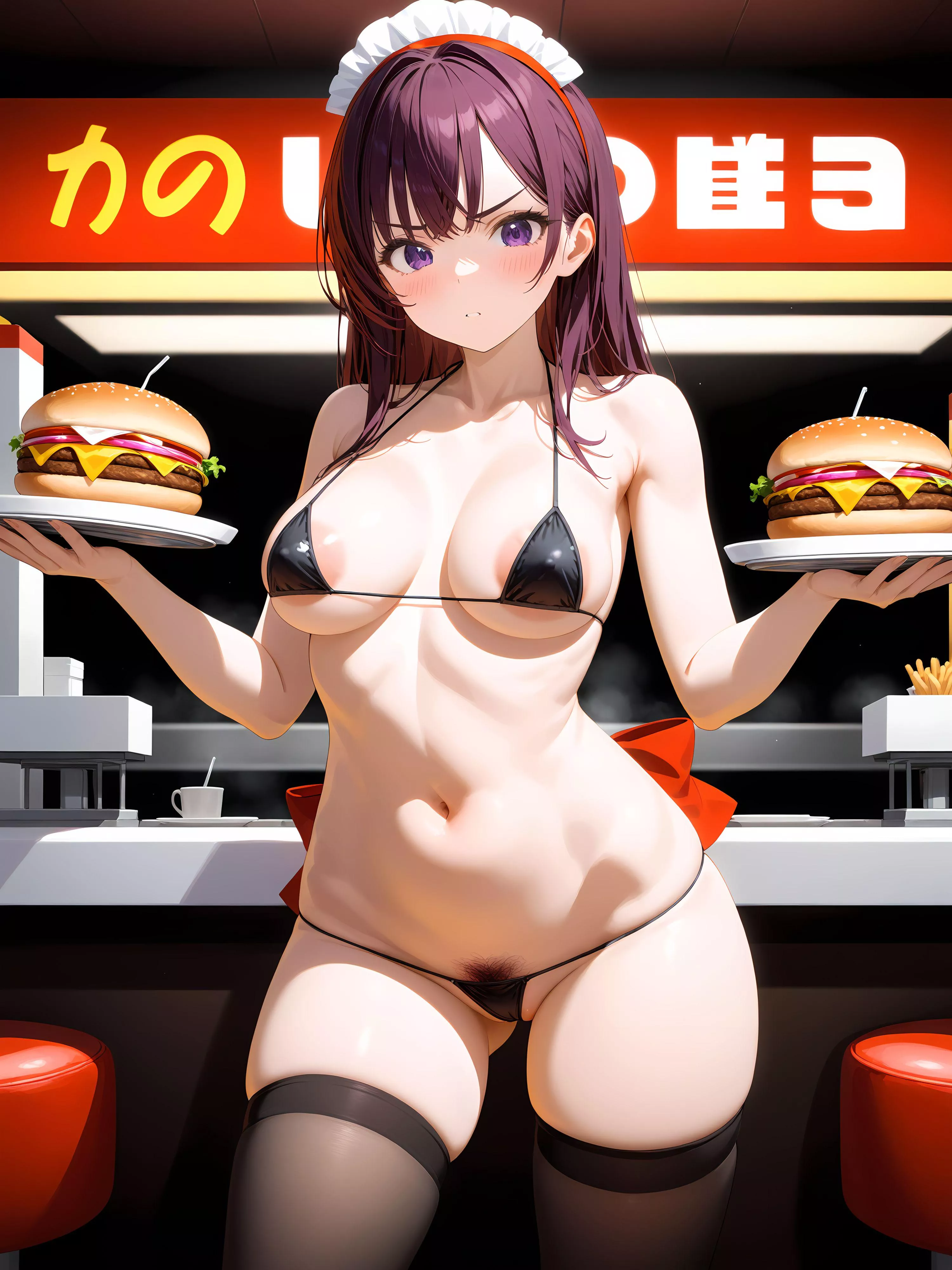 Excuse me miss, there is a hair in my burger posted by RetroTech2000AI