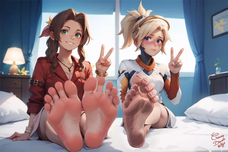 Mercy and Aerith [Overwatch x FF7](CreamyBiscuit) by At0micKiwi