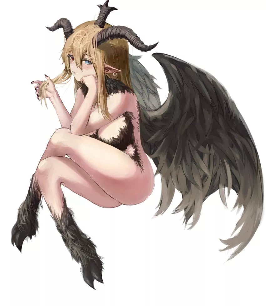 Baphomet with her wings and goat-like feet (ropeperson) posted by Pale-Champion-456