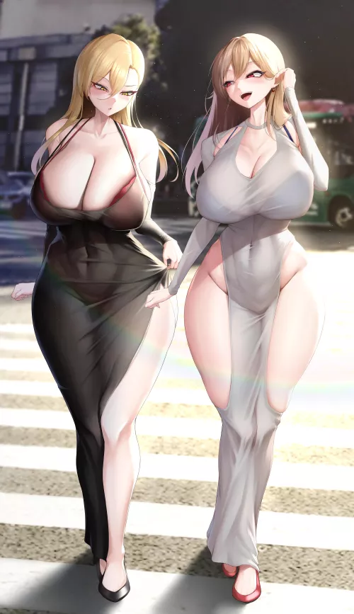 Furen e Lustario and Nui Sociere on the street (美影（舞影）/ mikage_77777) [Nijisanji] by elegantloveglimmer