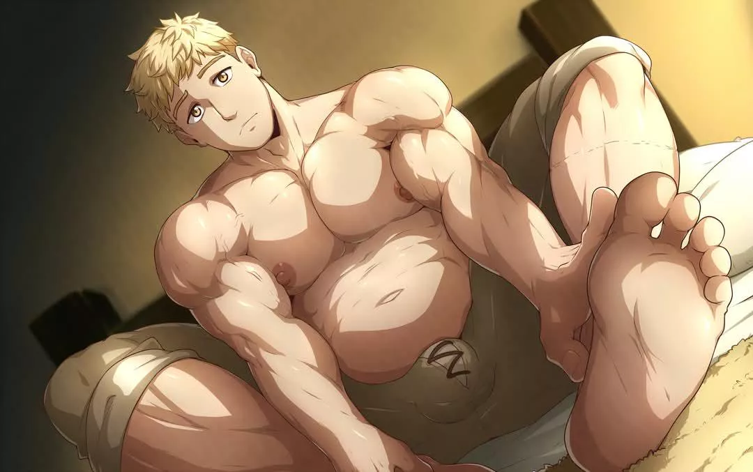 Laios being lazy after a good meal @kuroshinki posted by trashbingewatcher