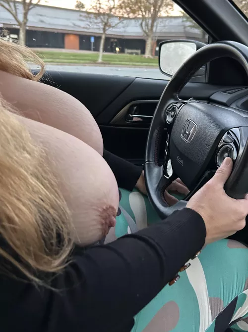 Morning topless car ride. So many people out for today!  by ThatThickWifeOwner