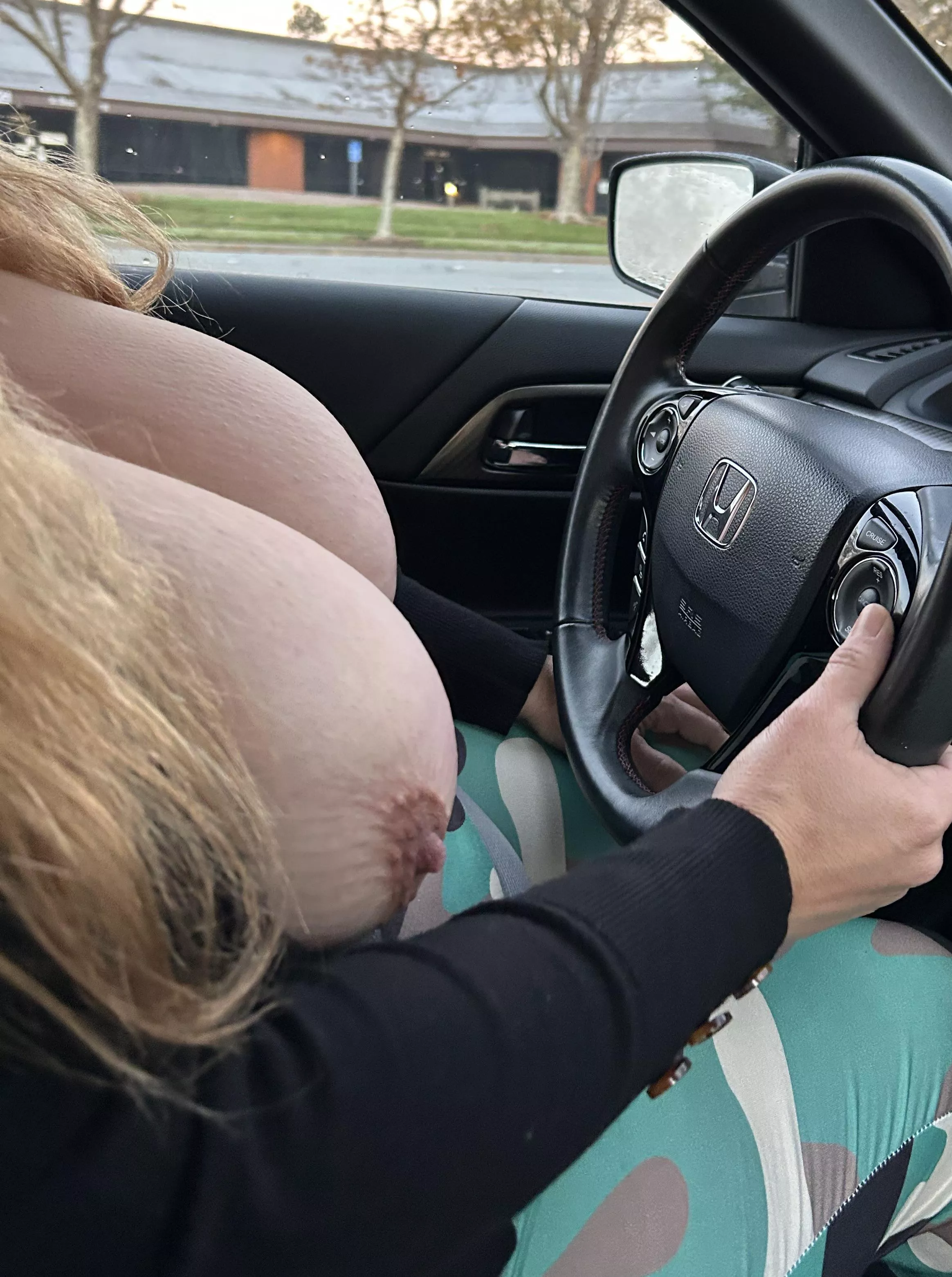 Morning topless car ride. So many people out for today!  posted by ThatThickWifeOwner