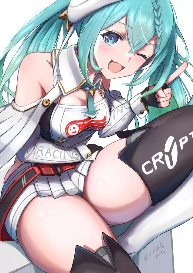Racer Miku winking posted by LafterMastr