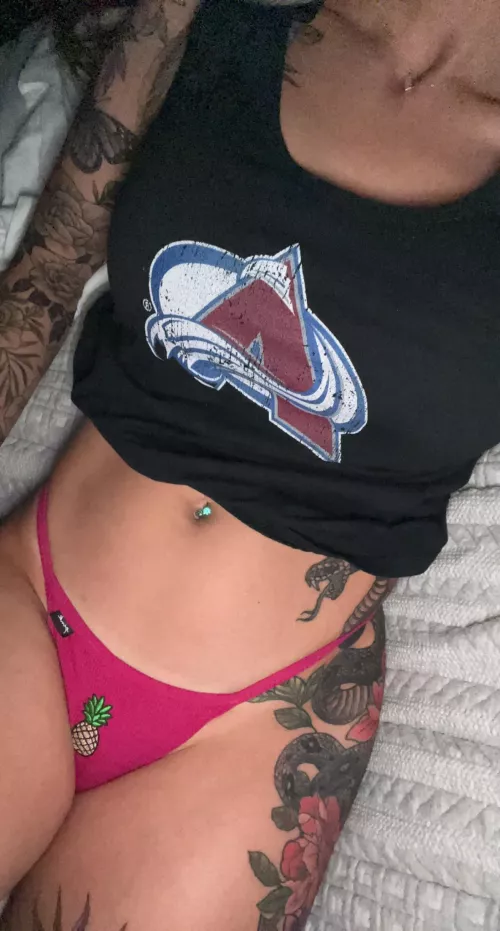Watching the game in my panties🏒 Go Avs Go  by xobellabellini