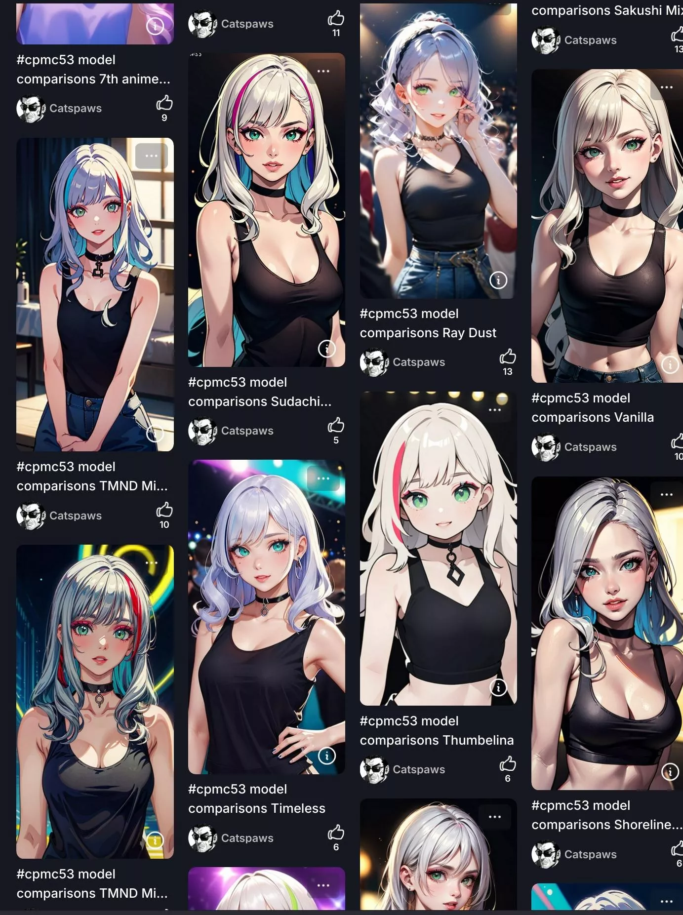 Image Model.Comparisons Collection #53 complete ~260 images (link in comments) posted by catspaws43