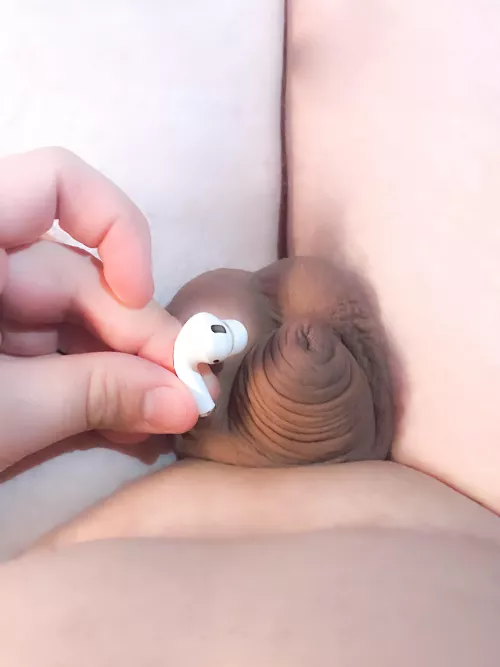 My clitty next to air pods by LimpSissyCosplayer