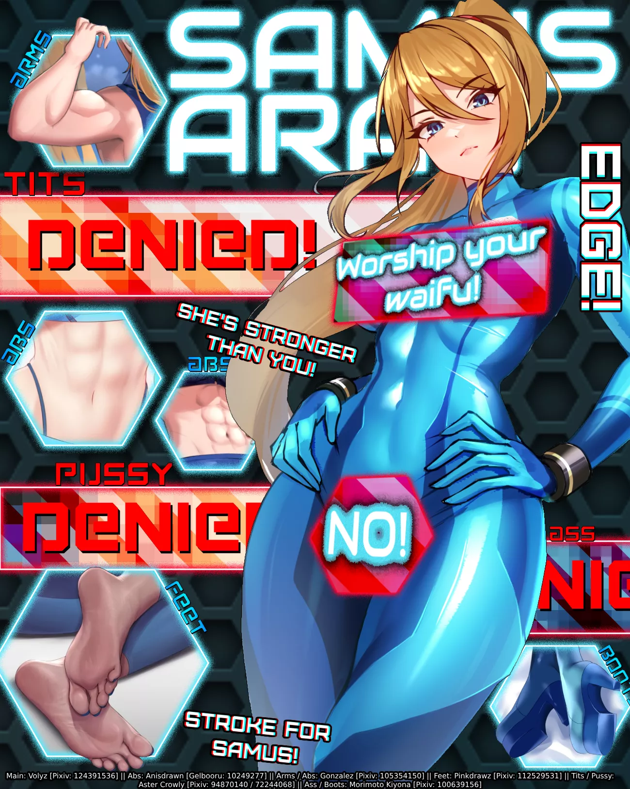Simp for Samus. [Artists in image]  posted by Animeat------CensorB