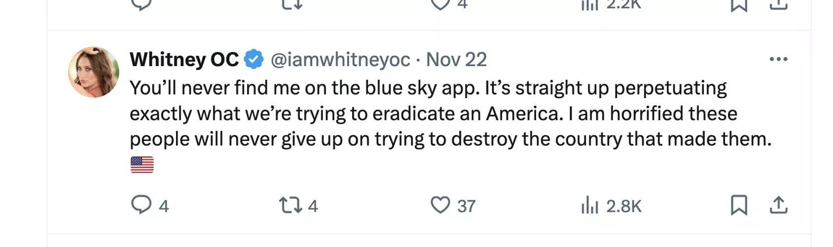 Whitney OC won't be on BlueSky by DSCholly