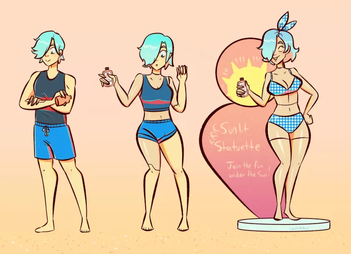 [Inanimate] Sunlit Statuette Sun Lotion by InkyFluffsDraws by JudithNeff