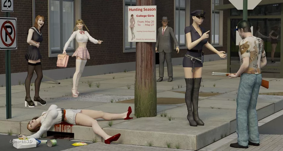 It's college girl hunting season, not housewife hunting season! by Lyno3D