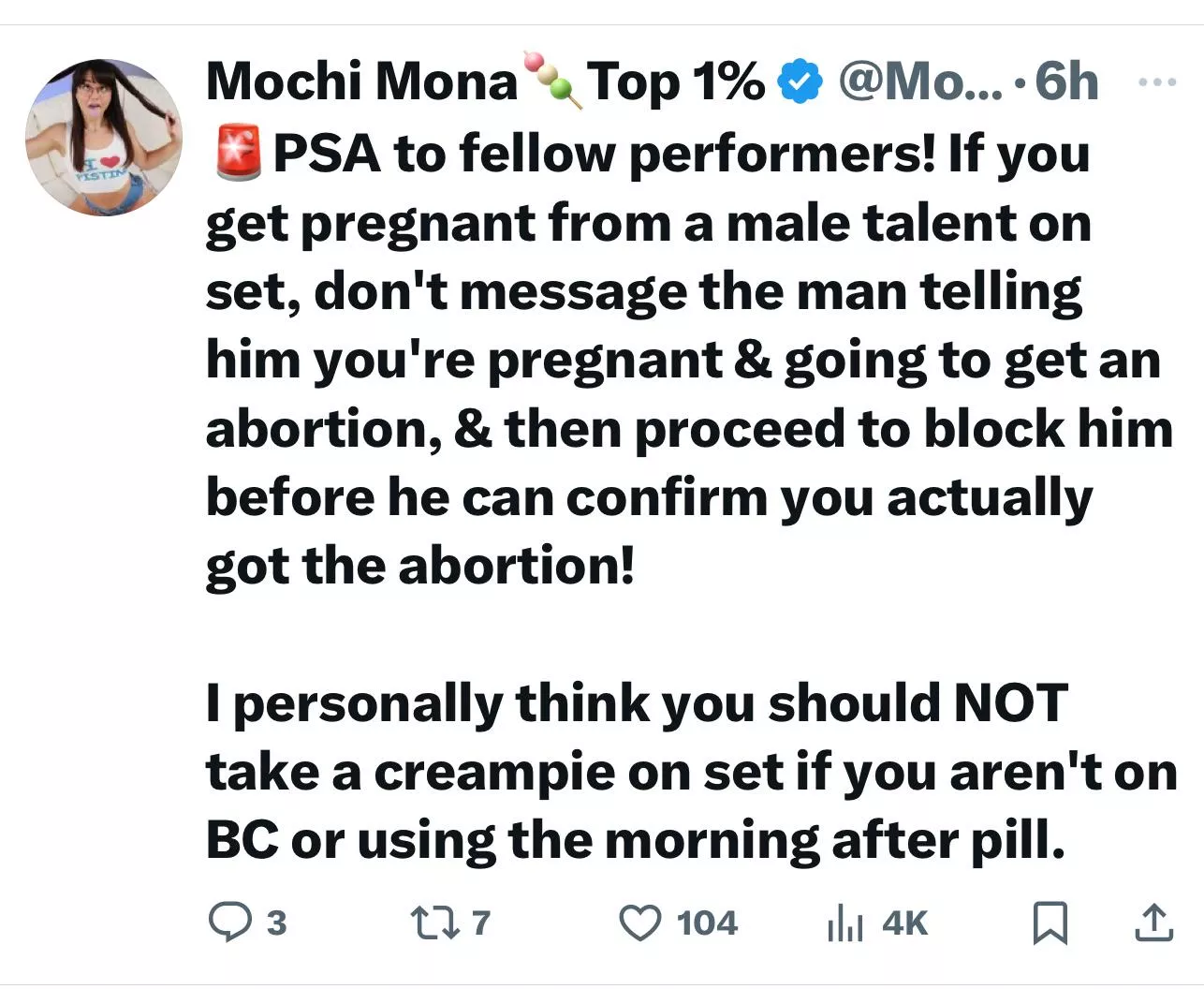 Mochi Mona's oddly specific PSA posted by DSCholly