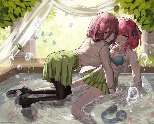 Nino and Miku got wet [The Quintessential Quintuplets] (Hmax) by EvidenceOfDespair