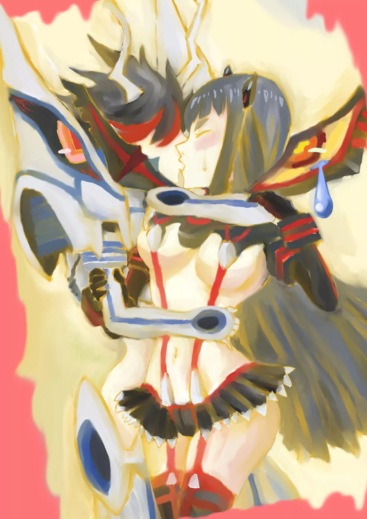 Ryuko hugging and kissing Satsuki from behind [Kill la Kill] (はここころ) posted by EvidenceOfDespair