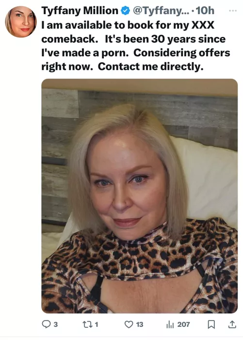 Tyffany Million looking to make a comeback.  by DSCholly