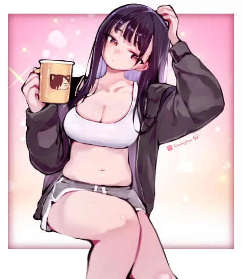 Anna Yamada Enjoying Her Coffee  by Csxc