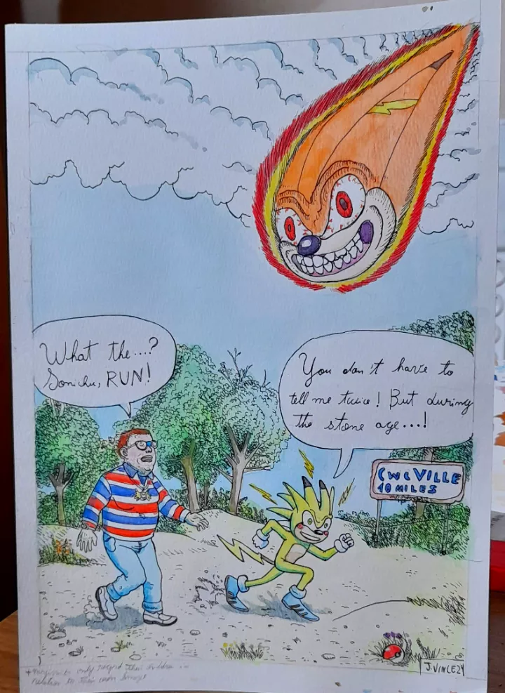 During the Stone Age, watercolor posted by CourageRoutine6149