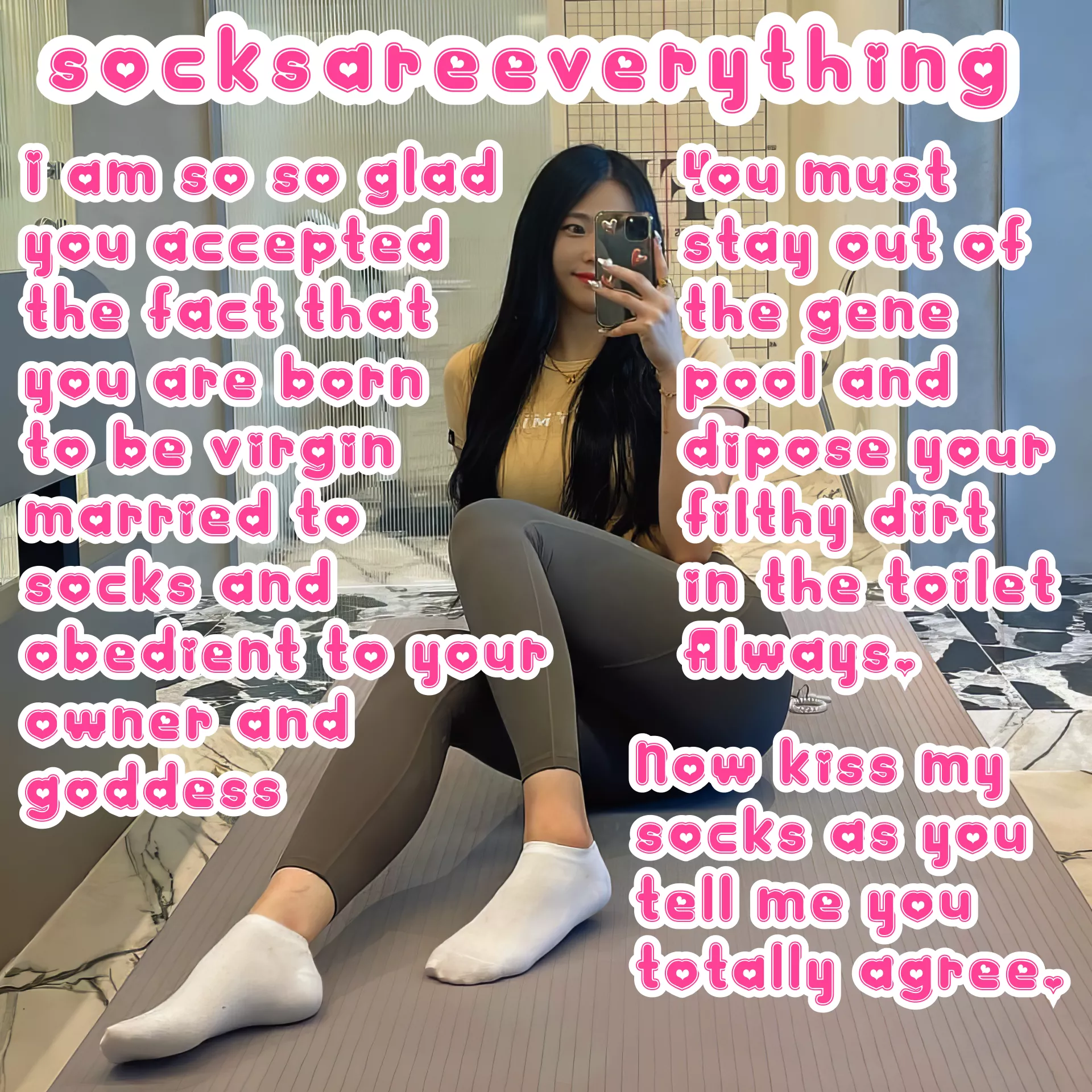 Kiss my socks and tell me you totally agree you must be out of the gene pool chaste virgin forever! You are stupid sockssexual beta loser and my dirty socks are everything you deserve in your beta life! posted by TheHentaiFemdom