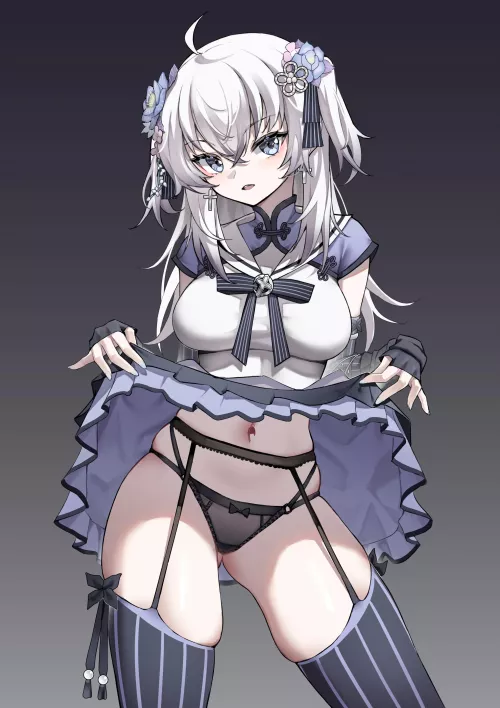 Lifting her skirt showing her thighs [Artist's OC] by marxsander2016