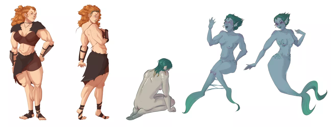 Warrior Woman to Sea creature OC (commission by me) by cuteagression_