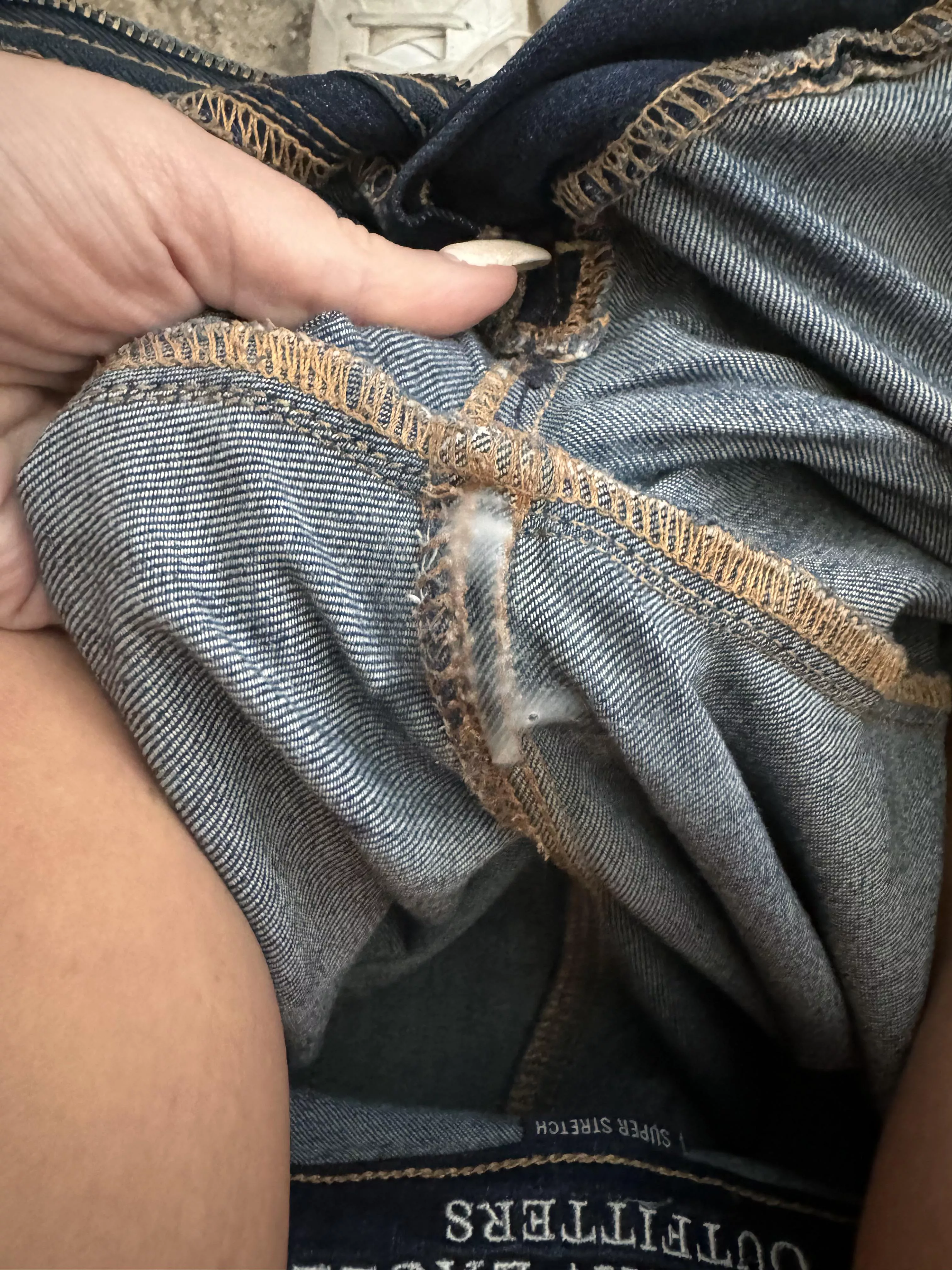 When you don’t wear panties and and up creaming your jeans!  posted by ktcoxx