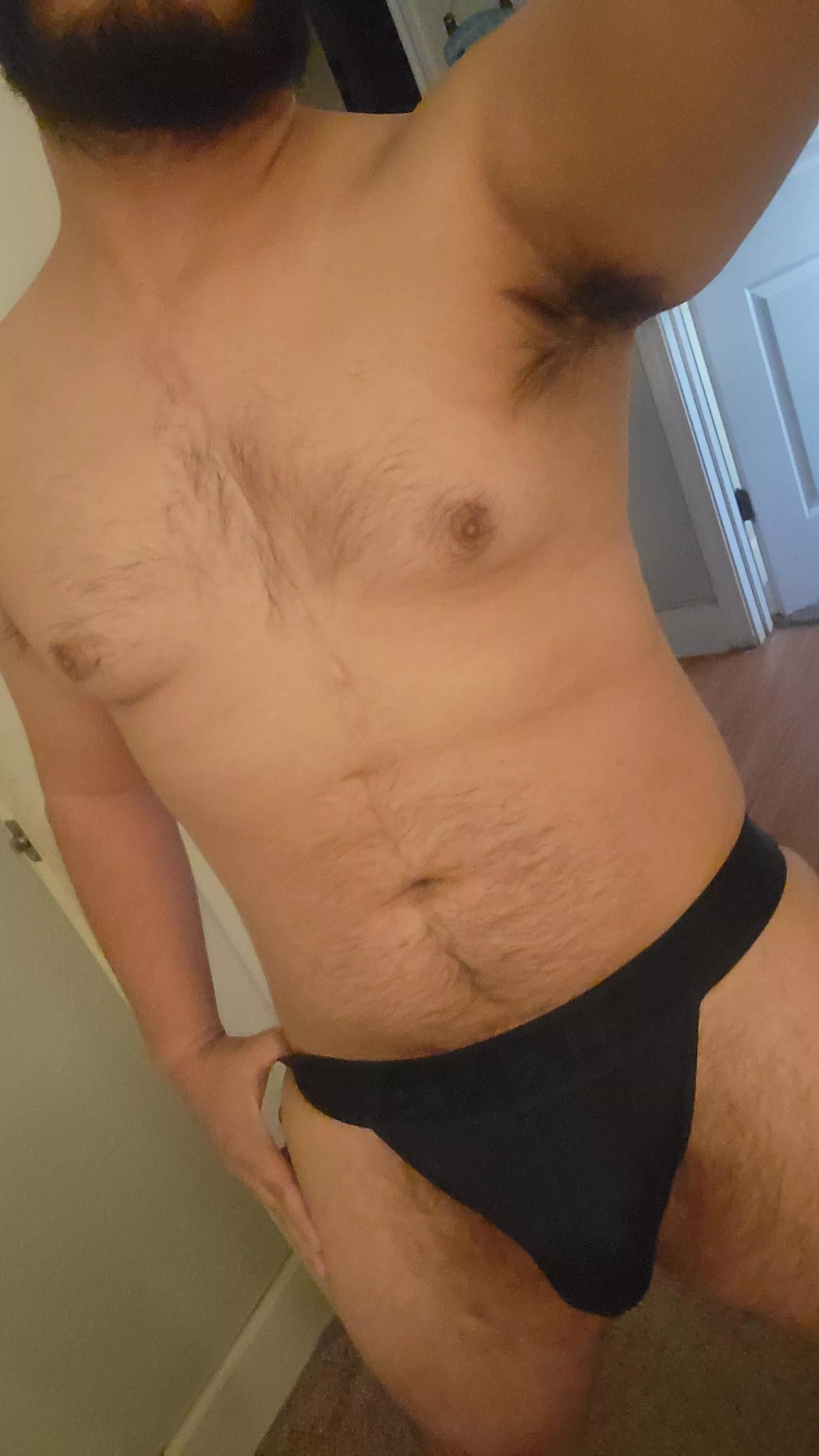 Working from home in a jockstrap today. Hmu if you're doing the same 😉 posted by AccurateBuilder2662