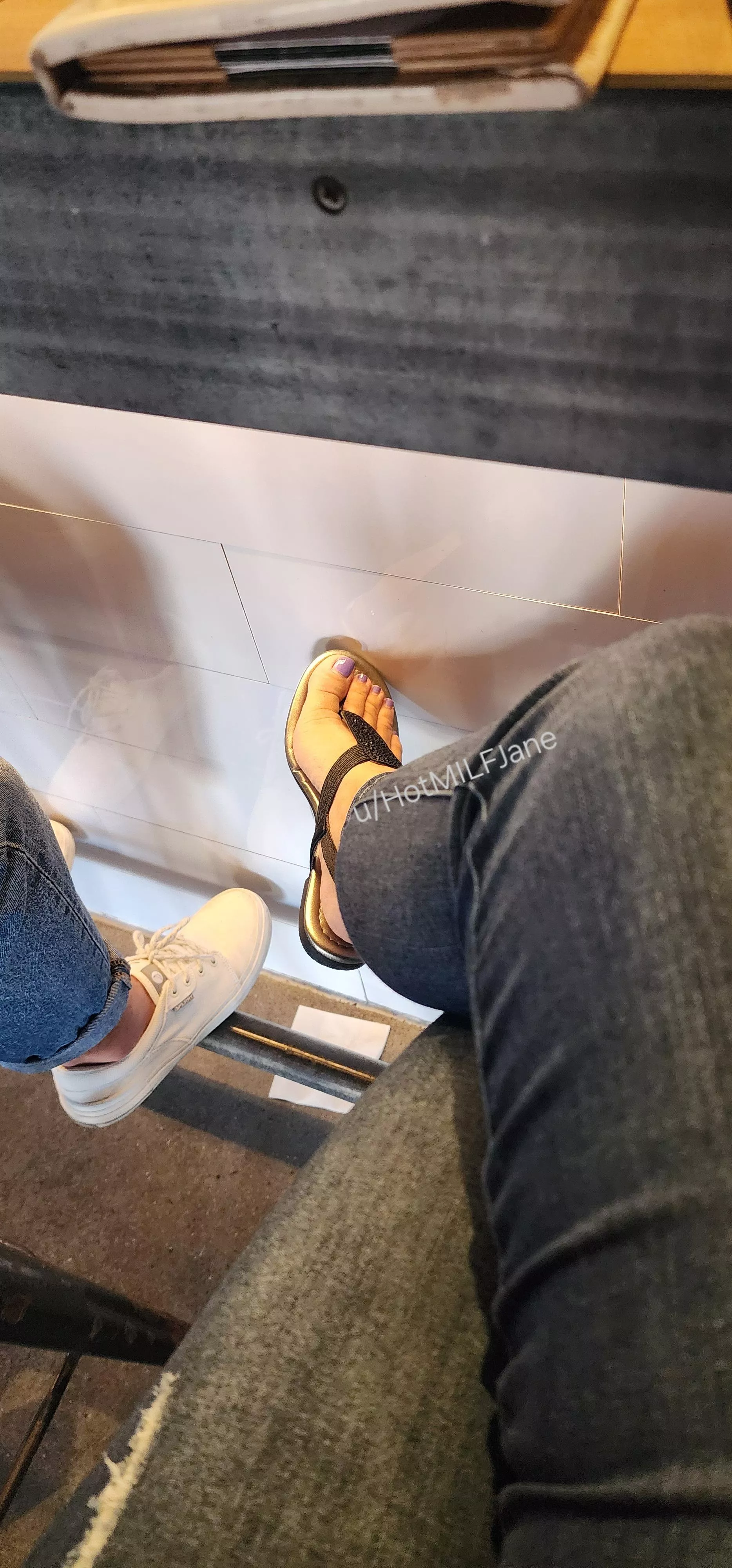 I do my best to show my feet when I'm out, because I know there's folks with foot & sandal fetishes posted by HotMILFJane