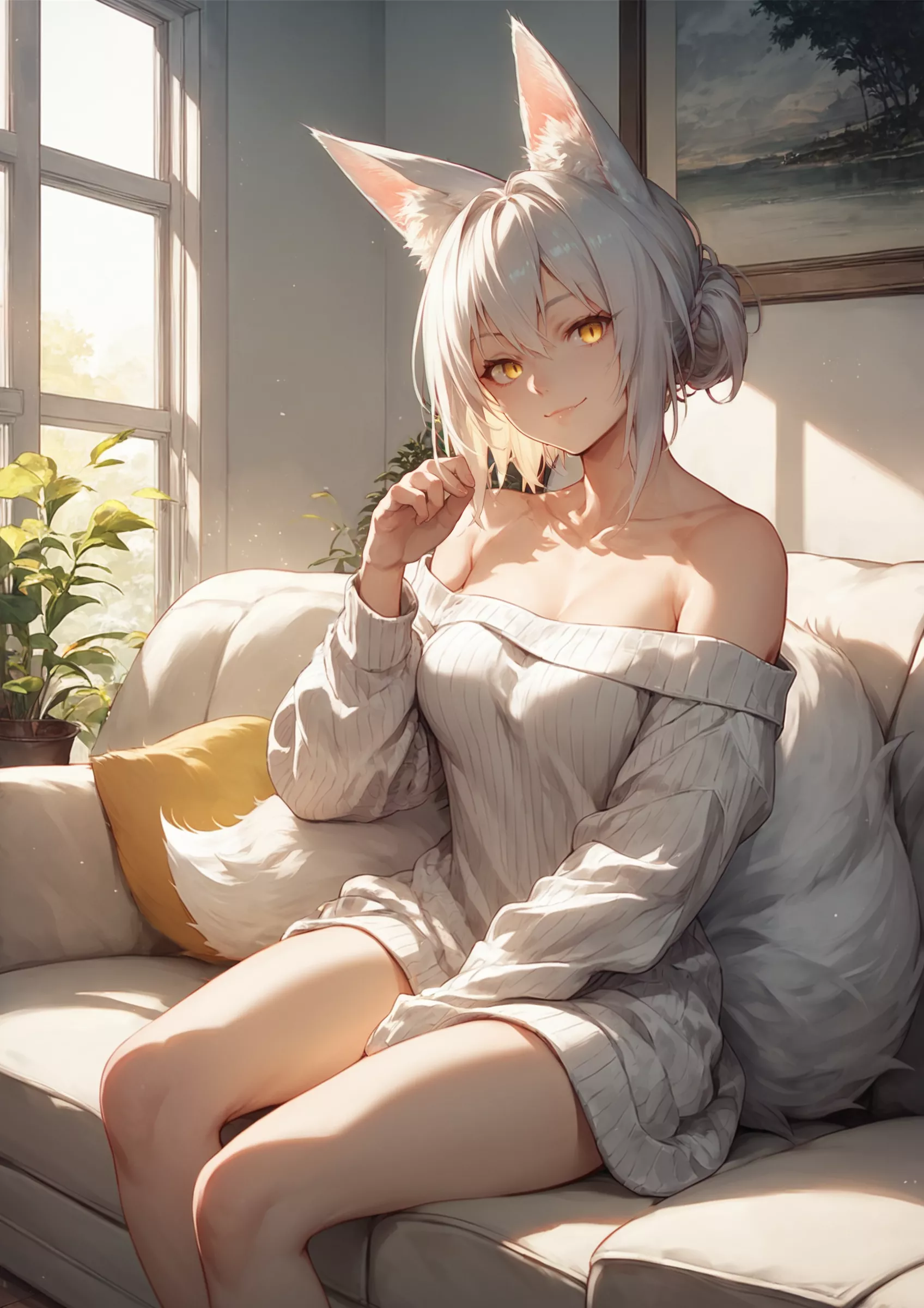Kitsune Wearing An Off Shoulder Sweater. posted by slamer500