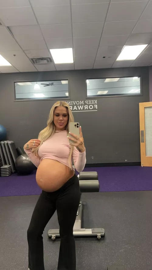showing off my bump at the gym by pregnantprincessxx