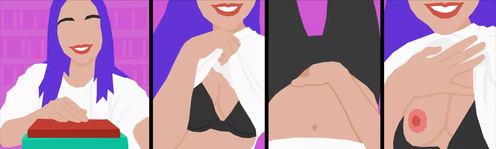 Some artwork from my game “Naughty in the Library” by hhrichards