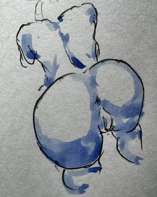 Blue, watercolor by me by mfshinji