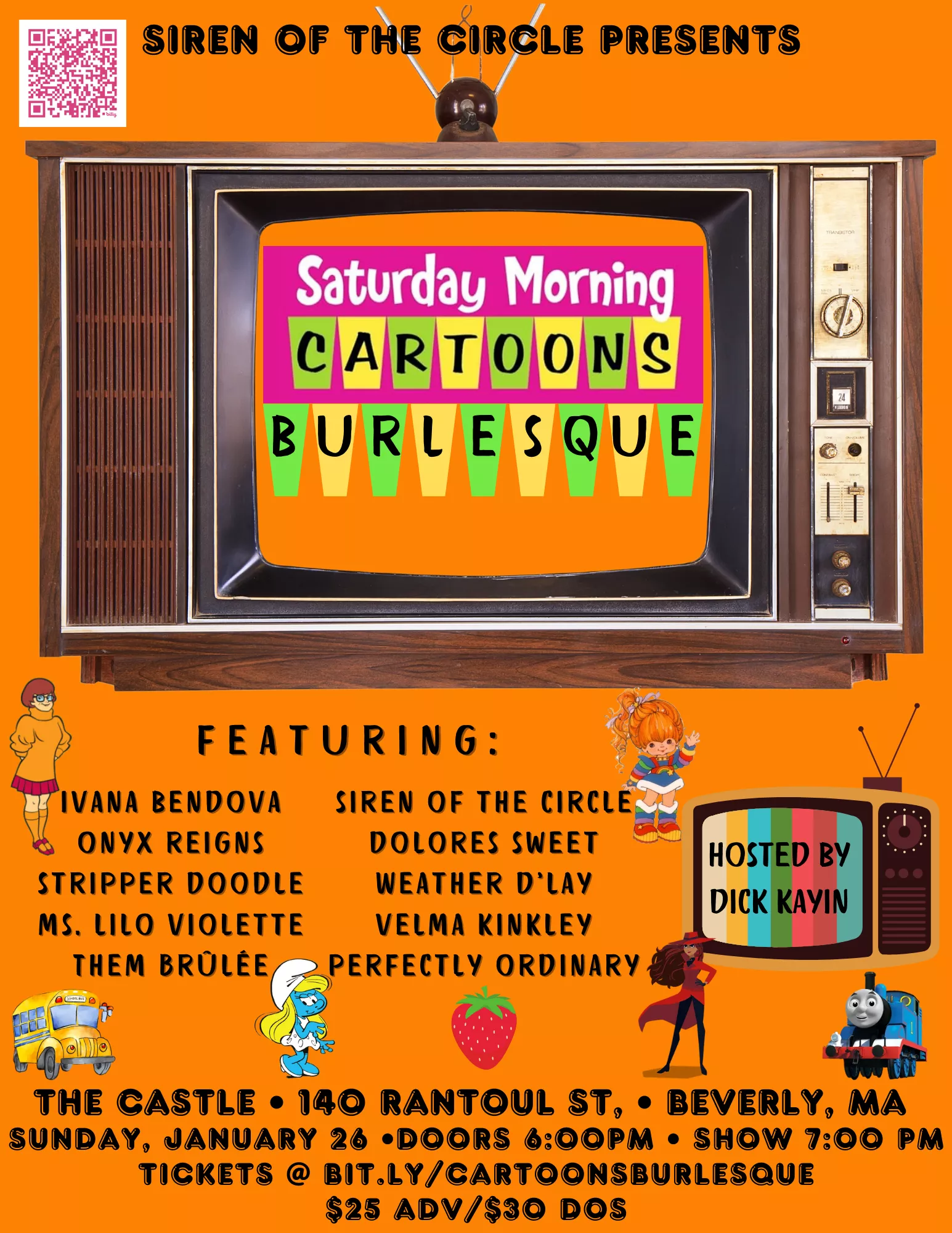 Saturday Morning Cartoons Burlesque - Sunday, January 26, Beverly, MA posted by SirenOfTheCircle