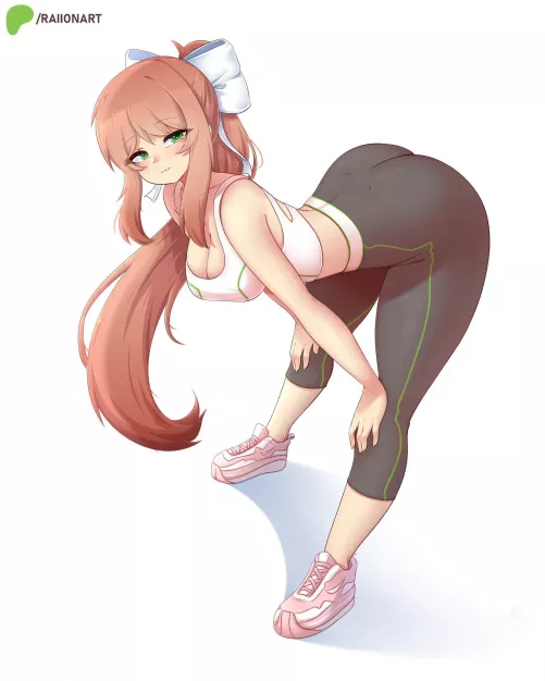Monika Getting Ready To Work Our [DDLC] (RaionArt) by A_MASSIVE_PERVERT