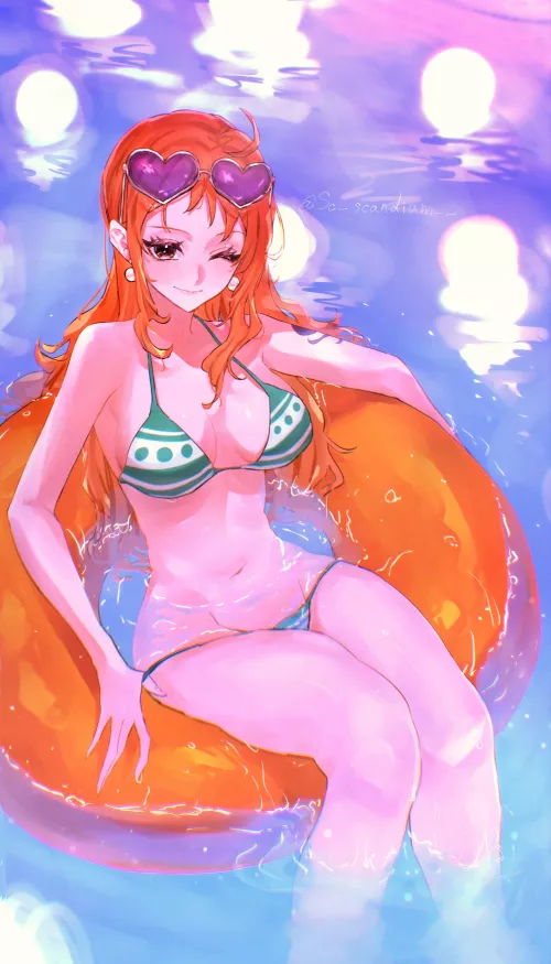 Nami Relaxing On Her Floatie (Sc_scandium) [One Piece] by A_MASSIVE_PERVERT