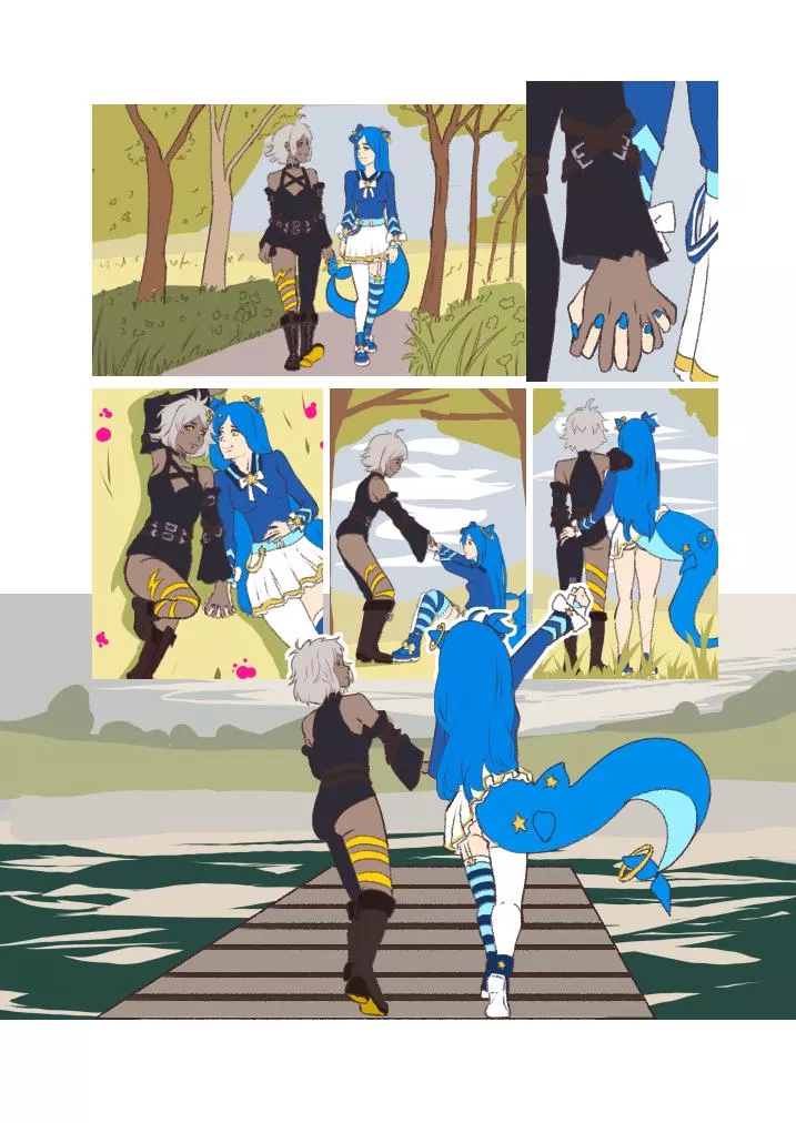 Page three (base colors) of a made to order yuri hentai series posted by Arieltedibuja