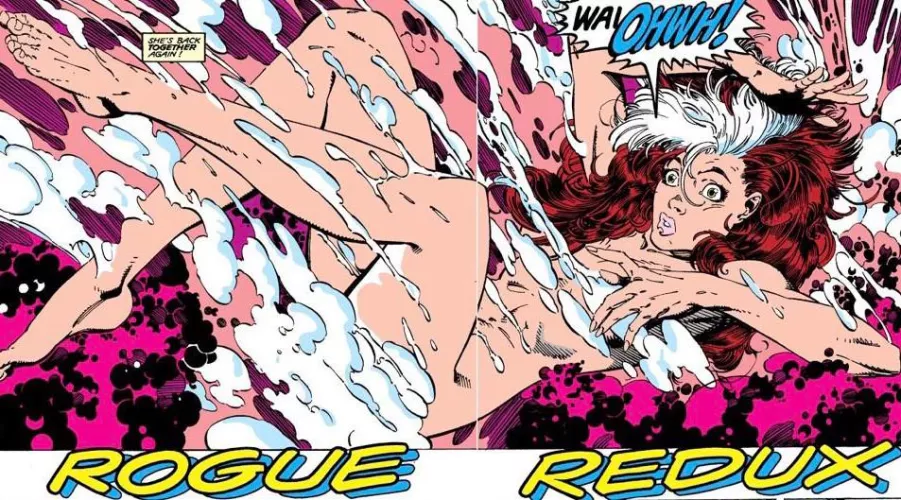 Rouge falling without her uniform [Uncanny X-Men (1990) #269] by sandmansuperman