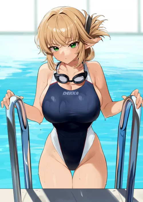 Swimsuit Aegis exiting the pool by marxsander2016