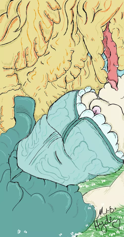 A shared kiss and a nip slip 🤭 (Art by: Mrs. Hyde)  by kygolie