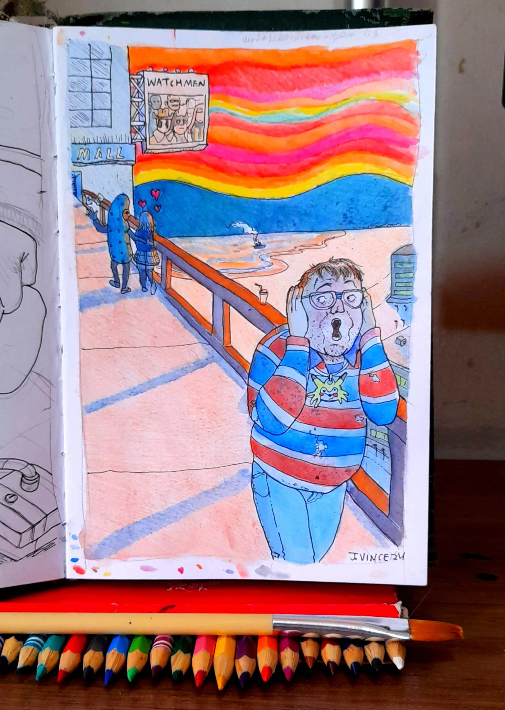 The CWC Scream, watercolor posted by CourageRoutine6149