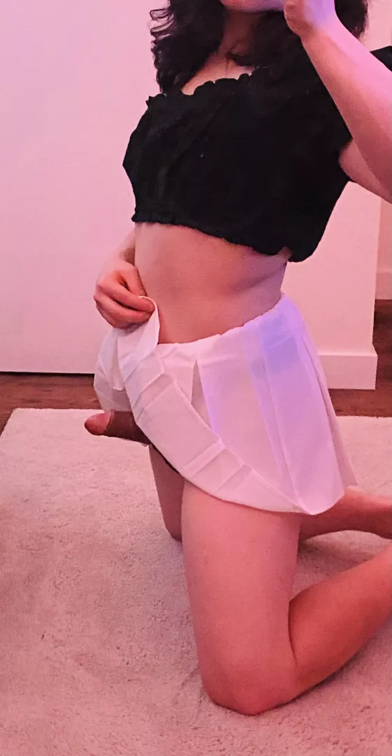 What would you do if you found out I was hiding this under my skirt? 🤭 by June-bunny