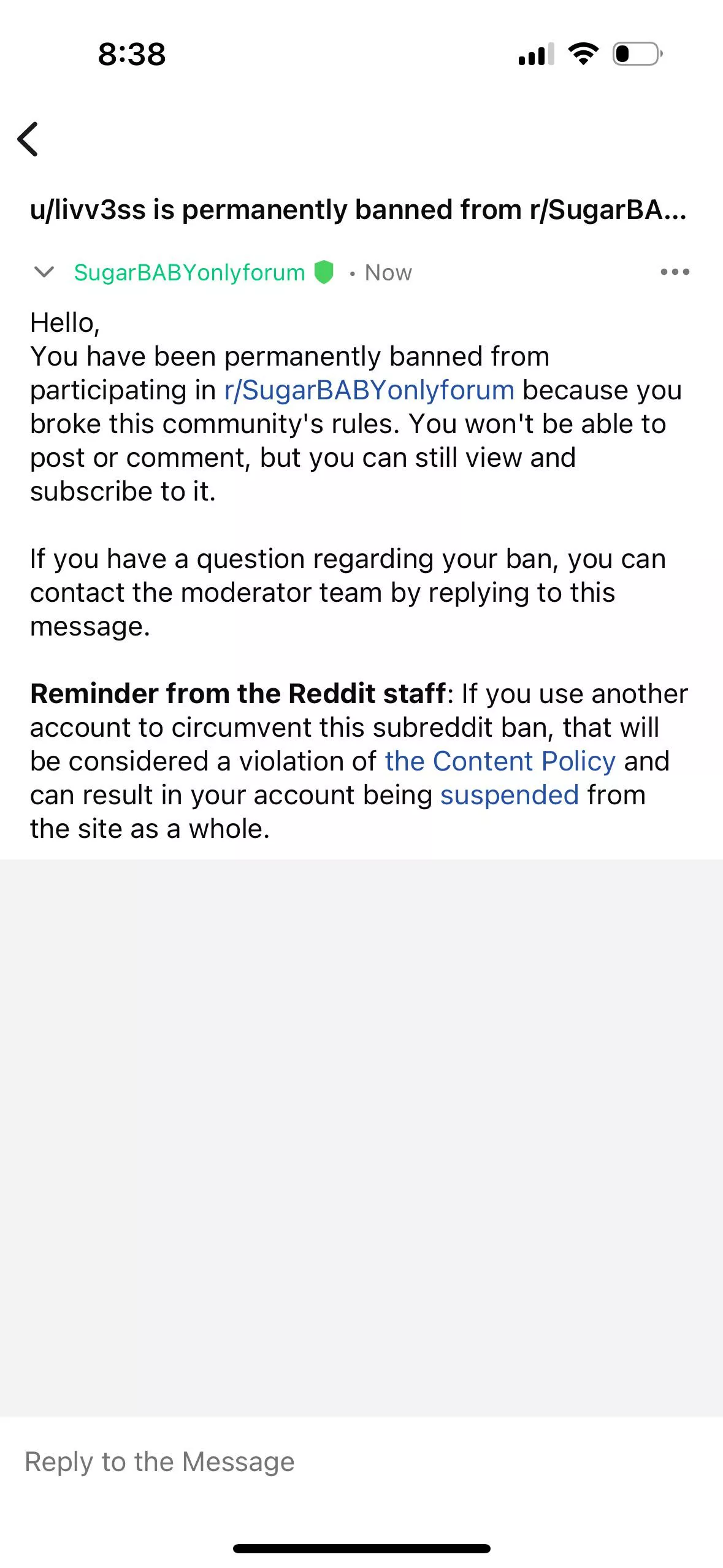 Anyone else get banned for no reason? Aww posted by livv3ss