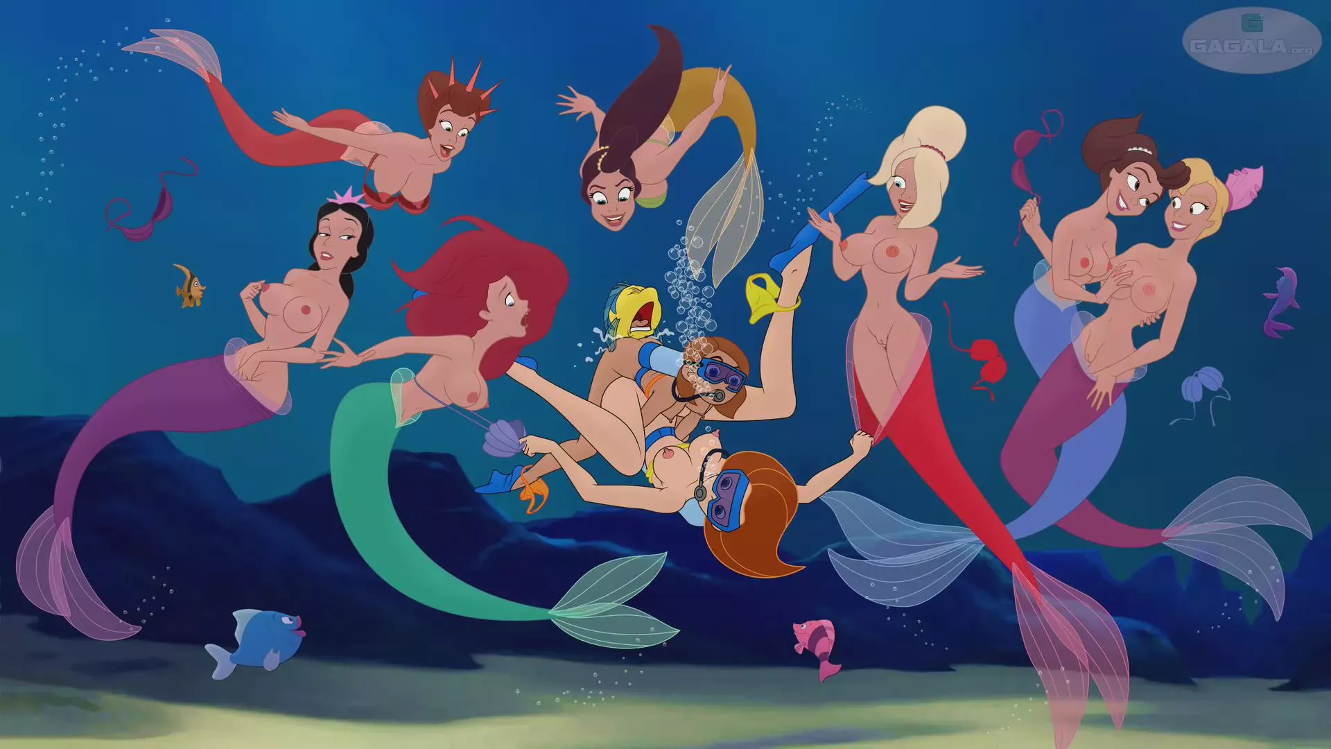 Ariel and other Mermaids stripped by Kim and her sis (ENF) - for admins look at Ariel face it IS ENF posted by Bormotunchik